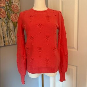 NWT LOFT Coral/Peach Pointelle Sweater - Size XS
